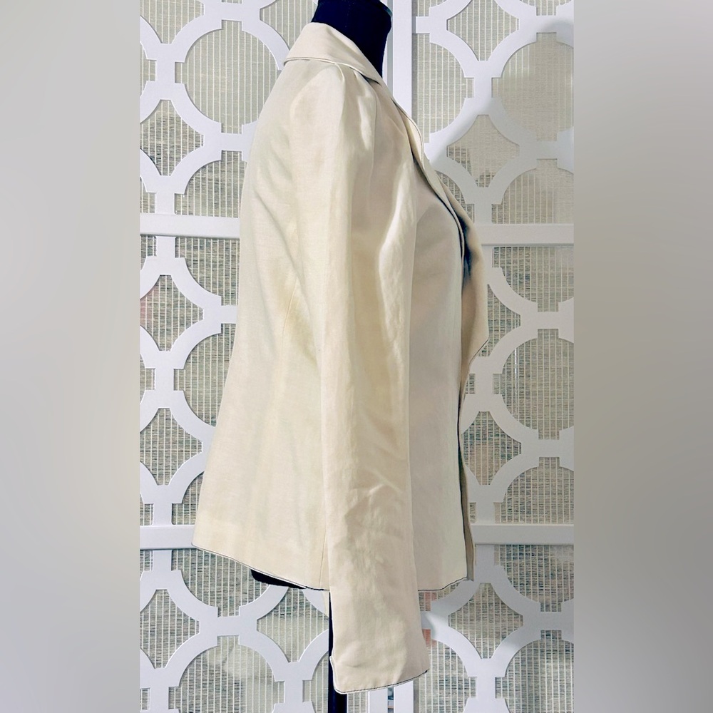 MARIMEKKO LARGE LINEN BLEND CREAM IVORY WHITE BLAZER JACKET VINTAGE DESIGNER - Picture 2 of 16